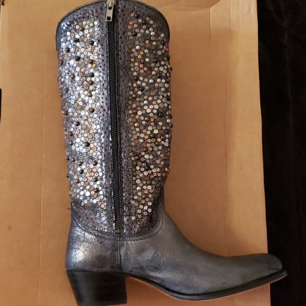 Frye Deborah Studded Tall Boot in Anthracite